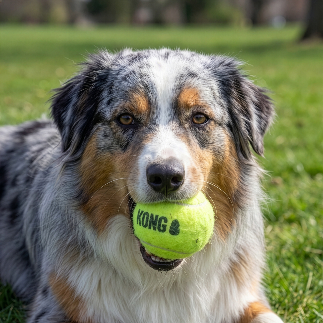 KONG Air Sq Tennis Ball Large 2 Pack, in use