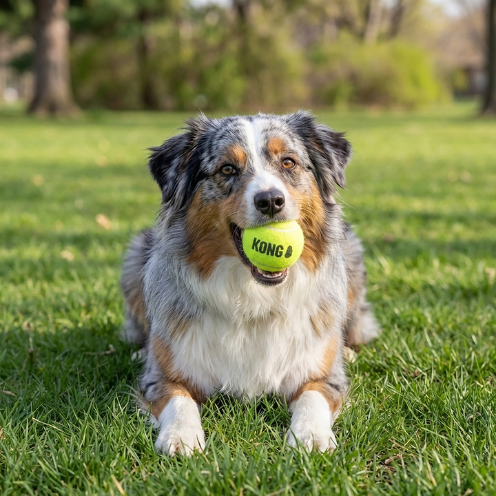 KONG Squeaker Medium, 6 Pack, in use