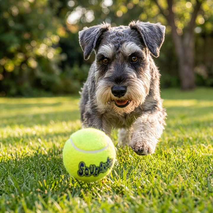 KONG Air Sq Tennis Ball Small 3 pack, in use