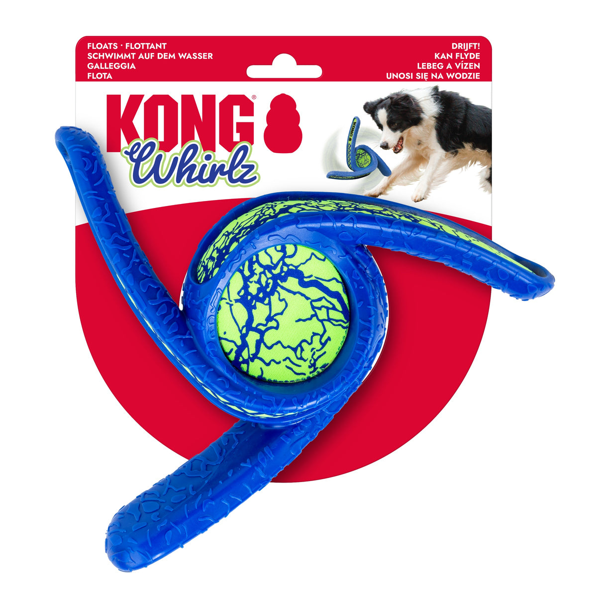KONG Whirlz Throw Medium/Large Dog Toy, in packaging