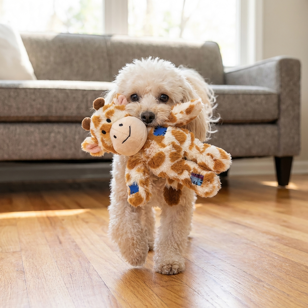 KONG Wild Knots Giraffe Small/Medium 29cm, in use