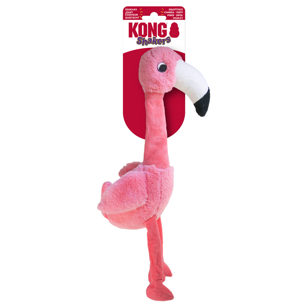 KONG Shaker Honker Flamingo Smalldog Toy, in packaging