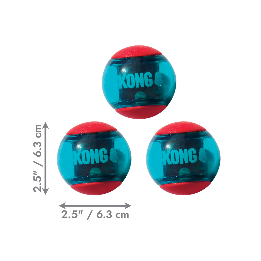 KONG Squeezz Action Ball Red Medium 3 Balls, dimensions