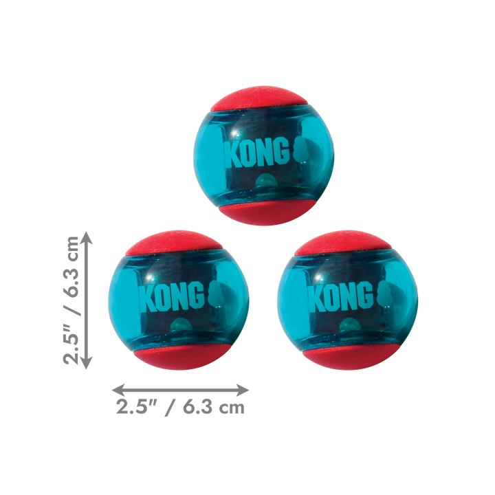 KONG Squeezz Action Ball Red Medium 3 Balls, dimensions