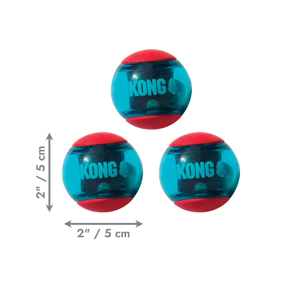 KONG Squeezz Action Ball Red Small 3 Balls, dimensions