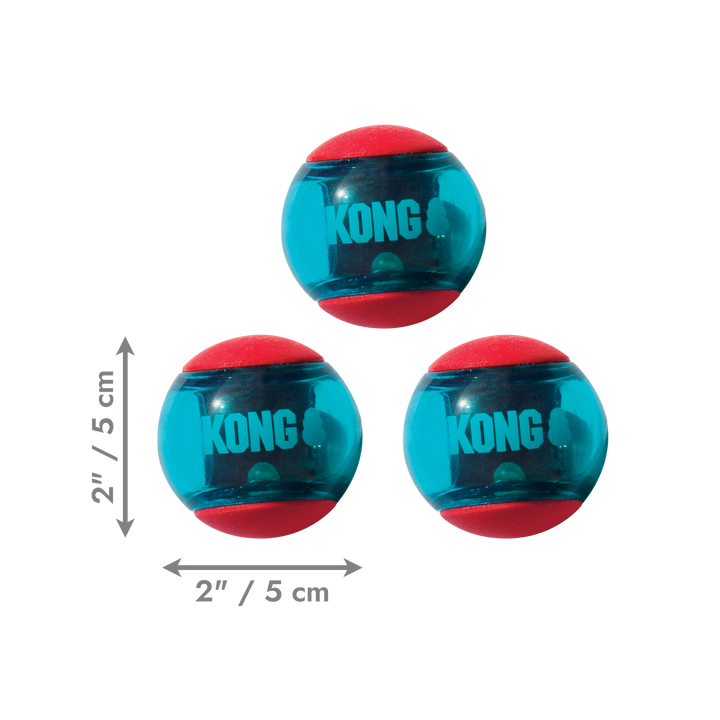 KONG Squeezz Action Ball Red Small 3 Balls, dimensions