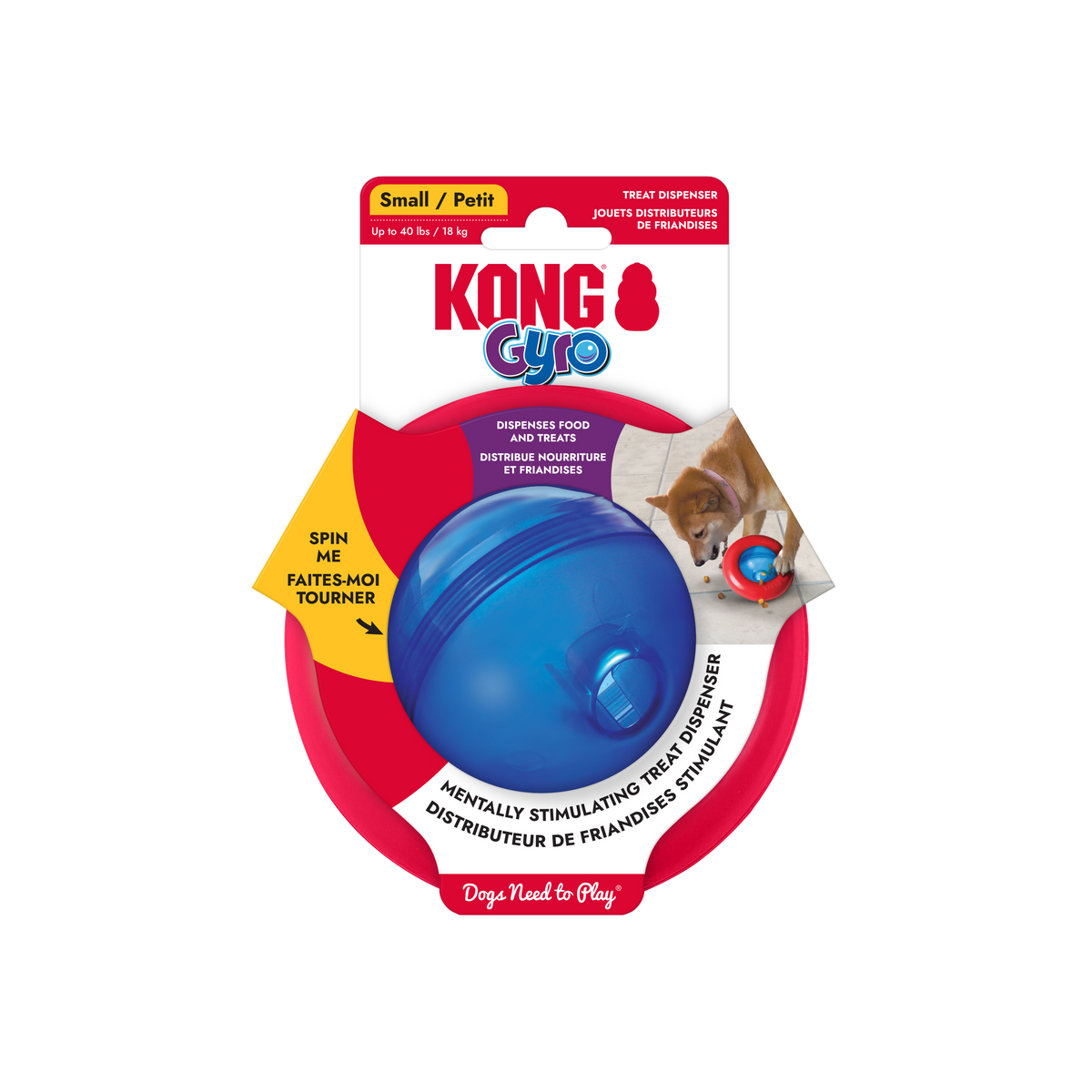 KONG Gyro Treat Dispenser Small, in packaging