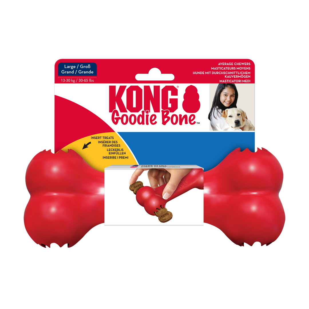 KONG Goodie Bone Large Red Dog Chew Toy, in packaging