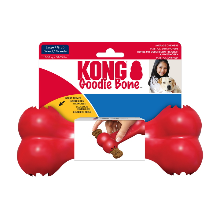 KONG Goodie Bone Large Red Dog Chew Toy, in packaging