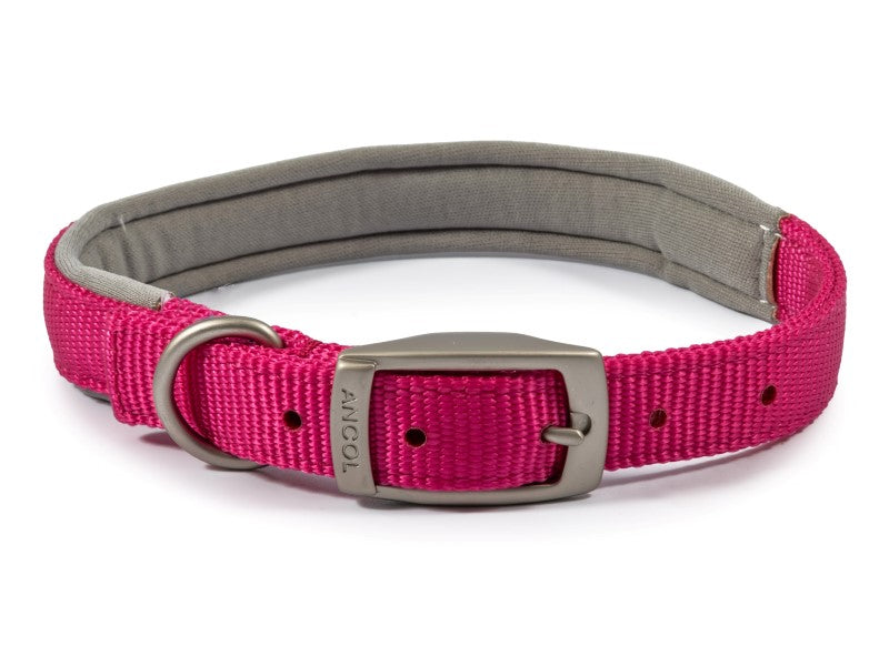 Ancol Viva Padded Nylon Collar RASPBERRY20` Size 5 (Dog) 