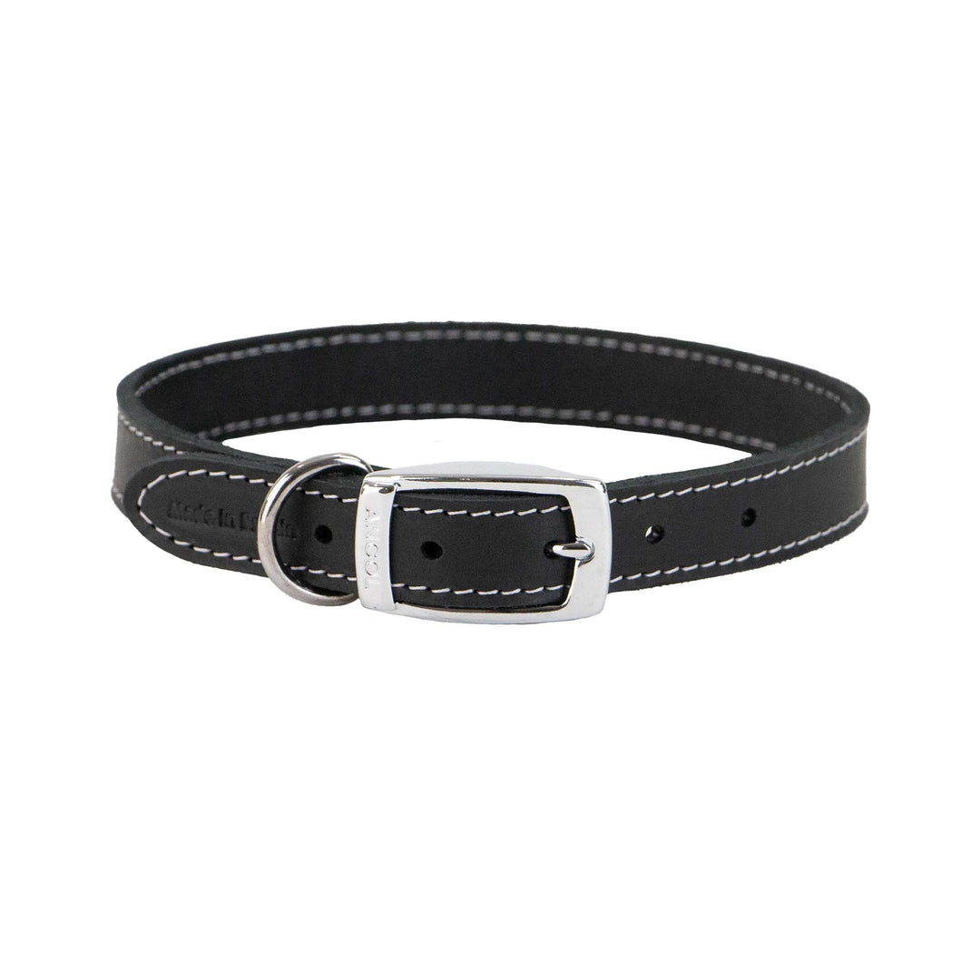 Ancol sewn lined leather dog collar in black, 51cm size 5