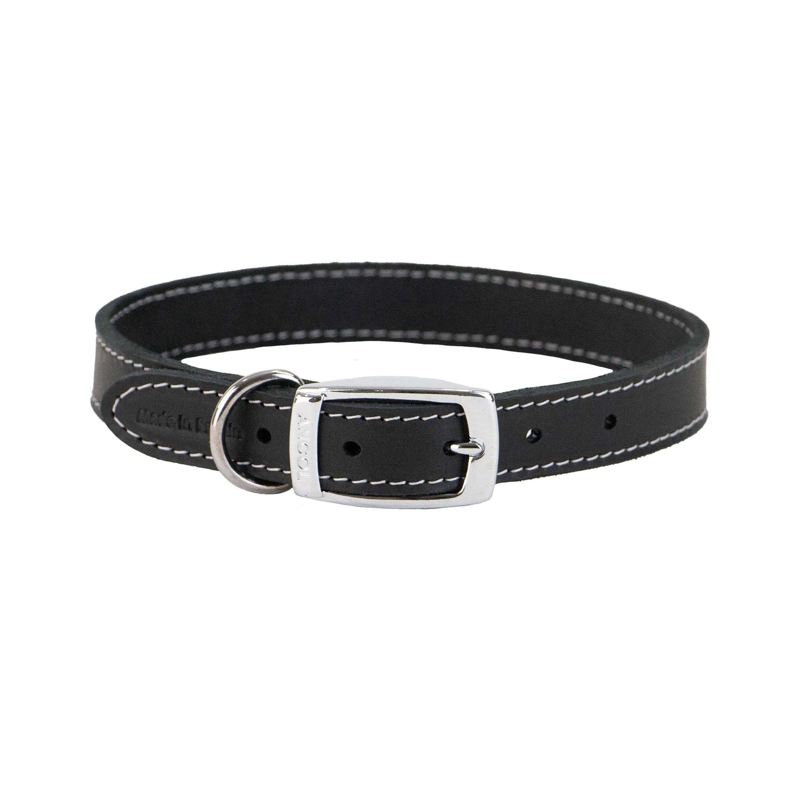 Ancol sewn lined leather dog collar in black, 51cm size 5