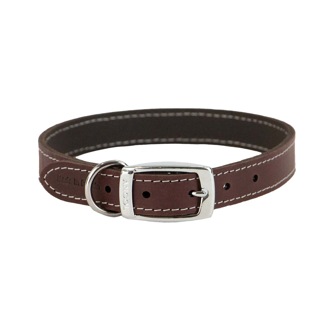 Ancol sewn lined leather dog collar in red, 56cm size 6