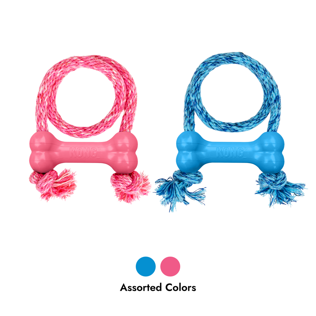 KONG Puppy Goodie Bone with Rope X-Small Assorted, assorted colours