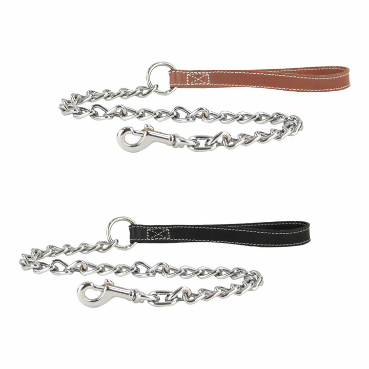 Ancol extra heavy chain lead, black leather handle