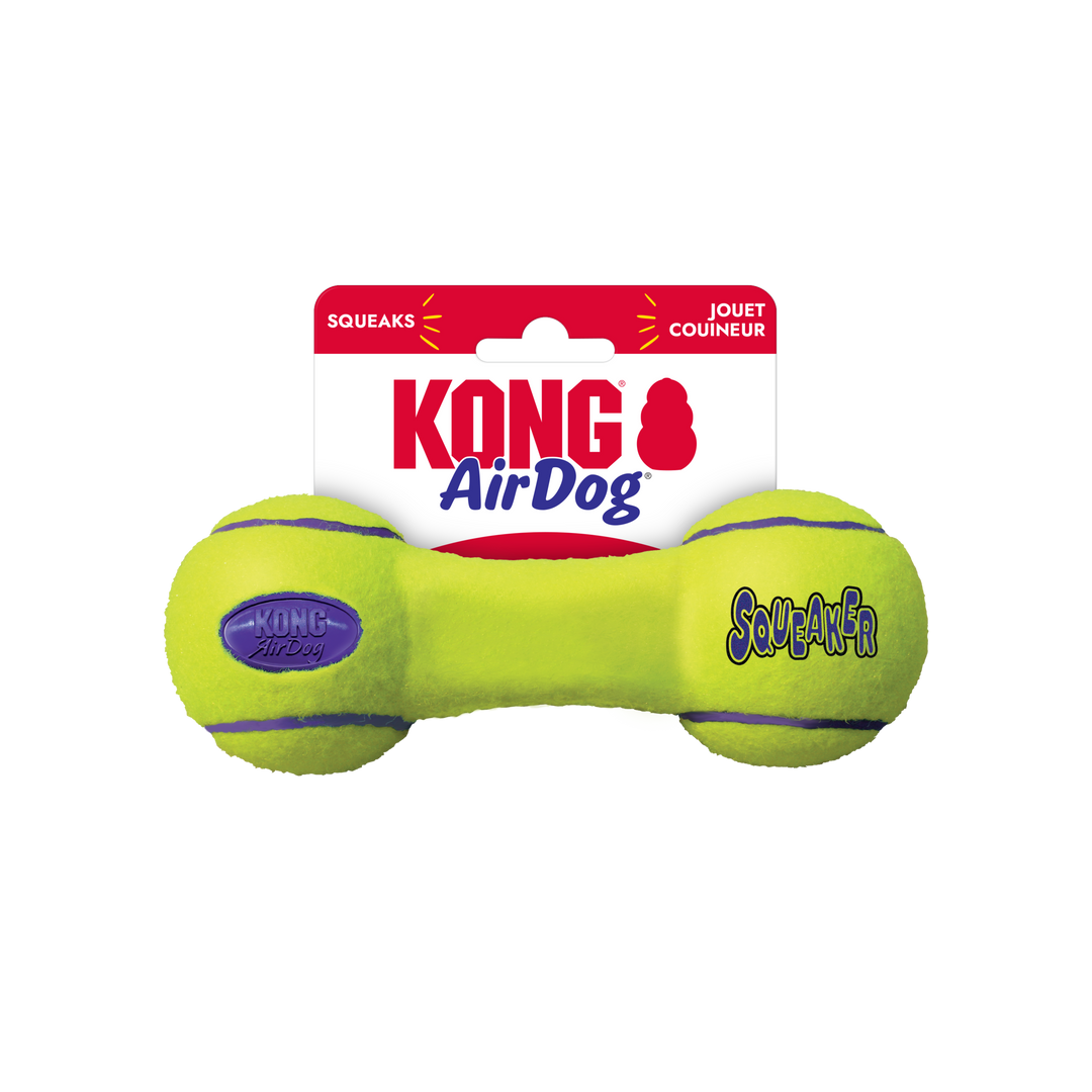 KONG Airdog Dumbbell Medium Dog Toy, in packaging