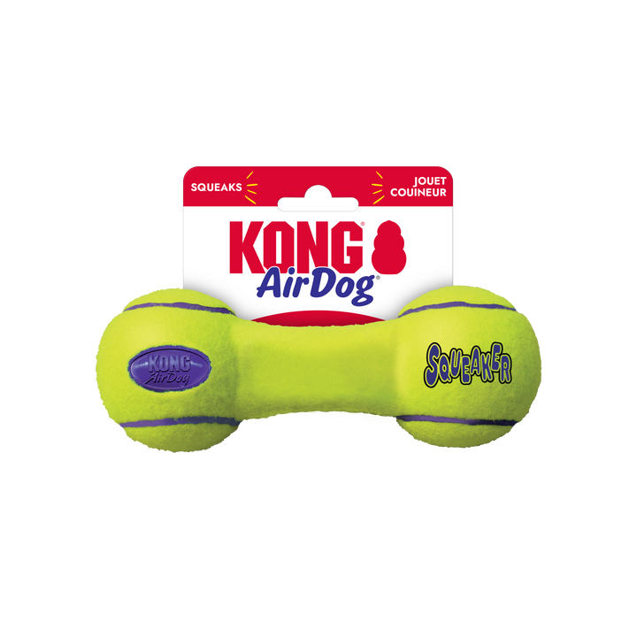 KONG Airdog Dumbbell Medium Dog Toy, in packaging