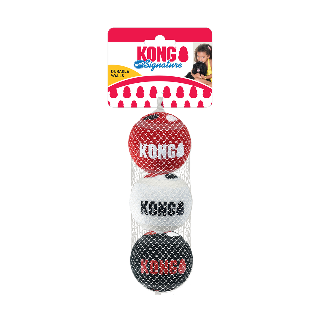 KONG Signature Sports Balls 3 pack Medium, in packaging