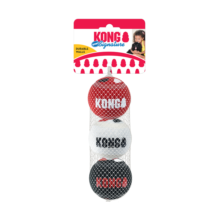 KONG Signature Sports Balls 3 pack Medium, in packaging