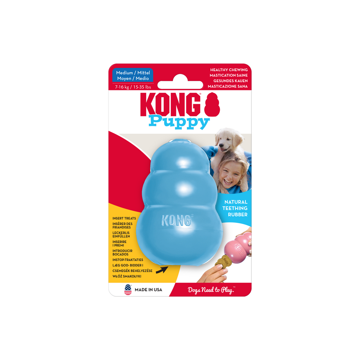 KONG Puppy Medium Pink/Blue, in packaging