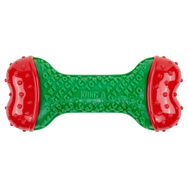 KONG Holiday CoreStrength Bone Green Medium Large, Christmas dog toy