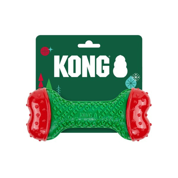 KONG Holiday CoreStrength Bone Green Medium Large, Christmas dog toy