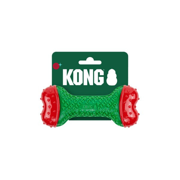 KONG Holiday CoreStrength Bone Green Small Medium, Christmas dog toy