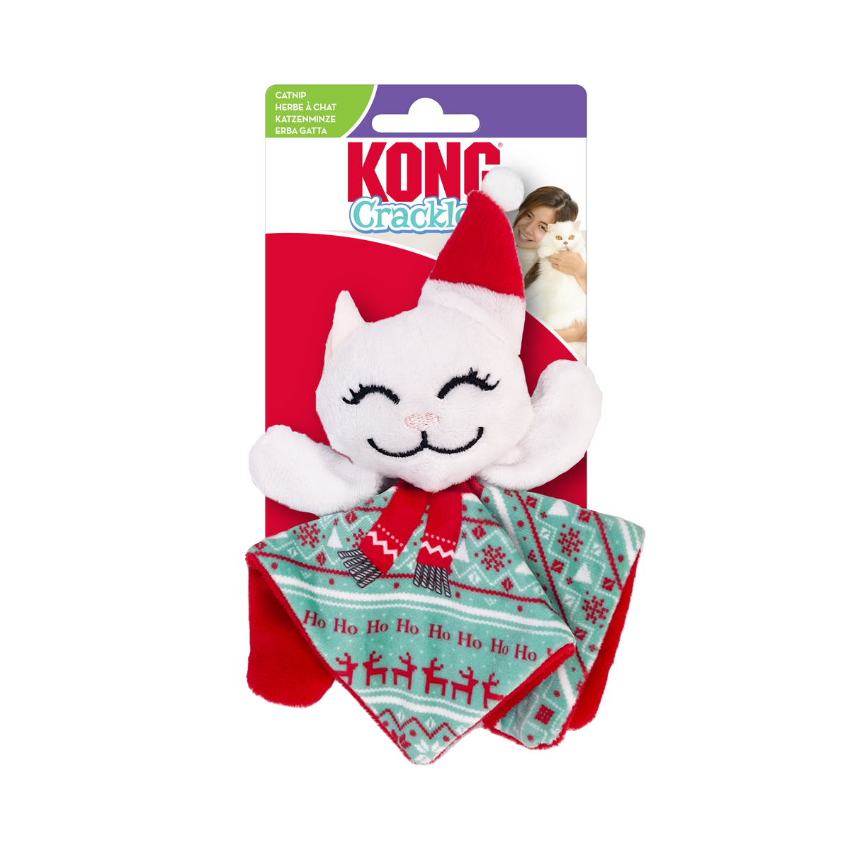 KONG Christmas Holiday Crackles Santa Kitty