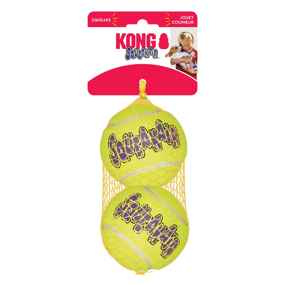 KONG Air Sq Tennis Ball Large 2 Pack, in packaging