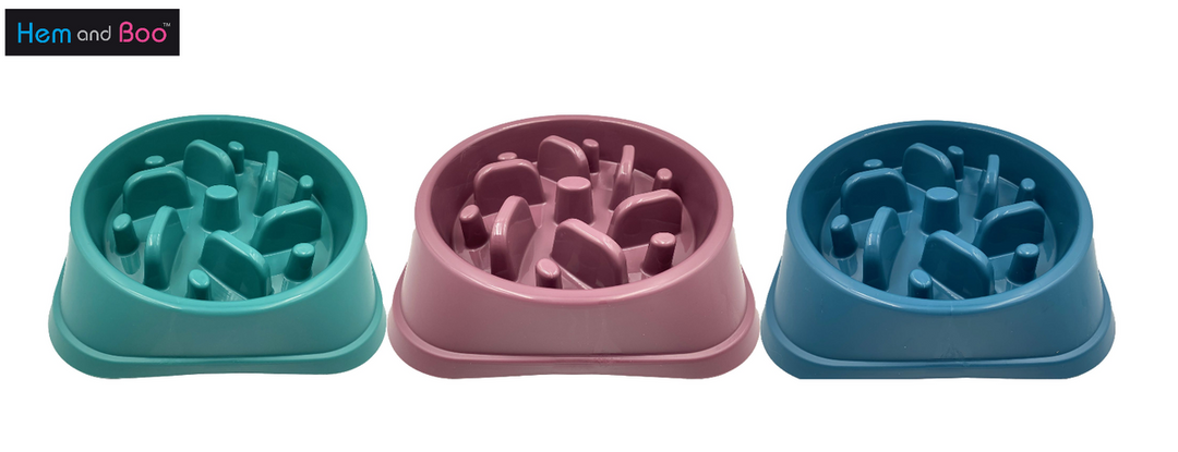 Hem &amp; Boo Anti-gulp Slow Feeding Bowl assorted colours Small/Medium