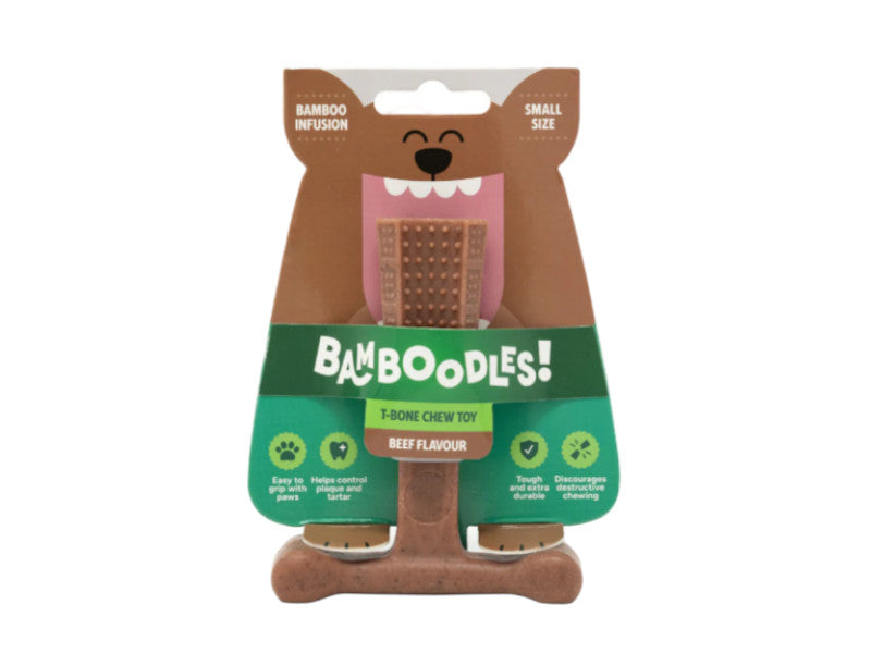 MDC Bamboodles T-Bone Chew Medium Beef 15cm Dog Chew Toy 