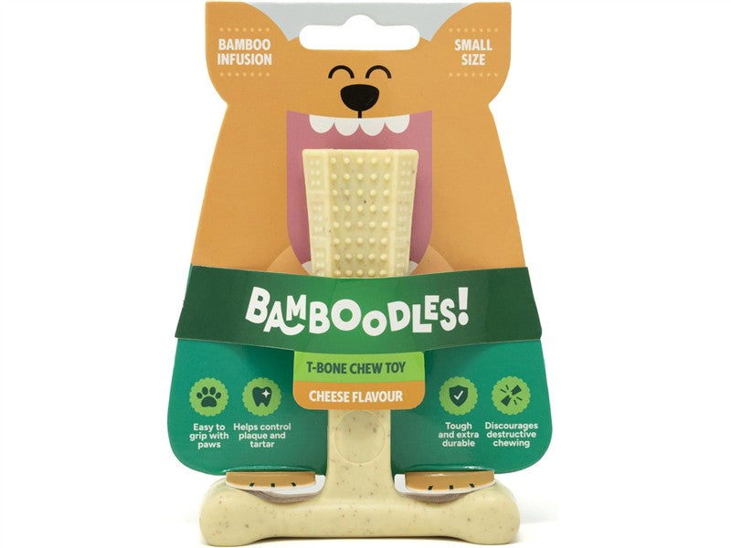 Bamboodles T-Bone Chew Small Cheese 10cm Dog Chew Toy 