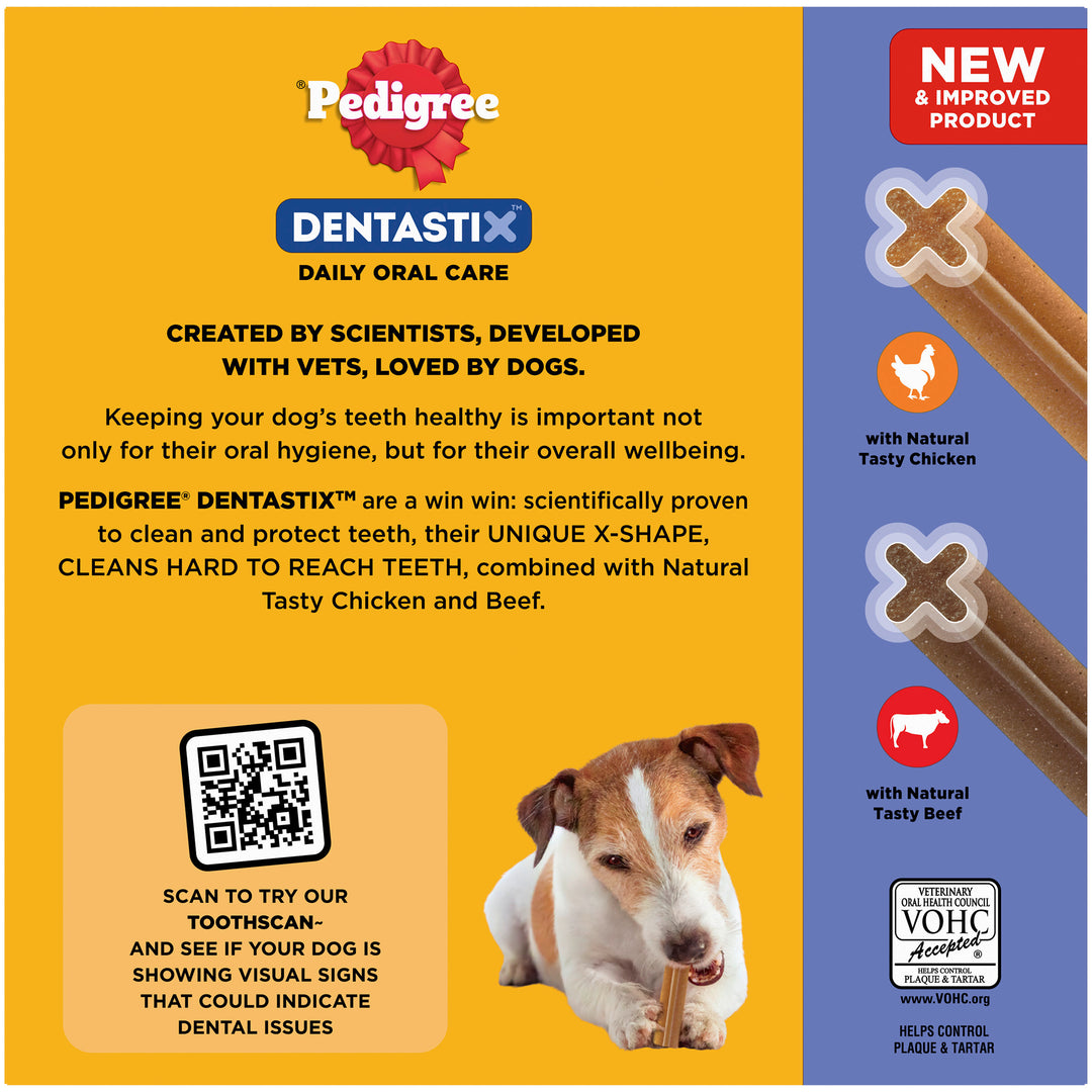 Pedigree Dentastix Small Dog 35 Sticks, back of pack