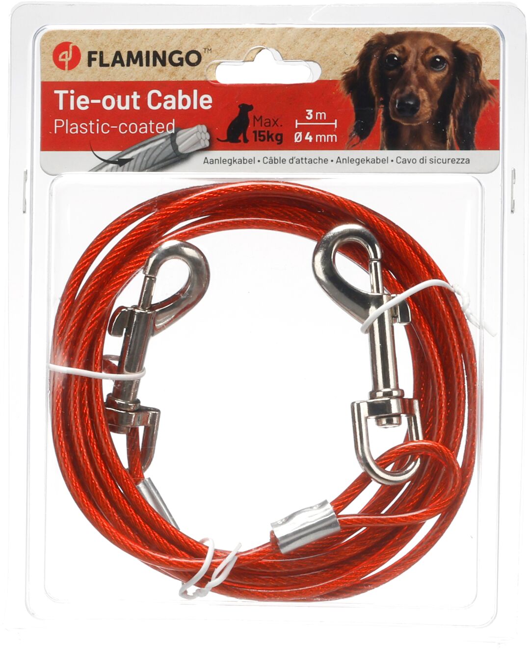 Flamingo Tie Out Cable 3m Max15kg Red