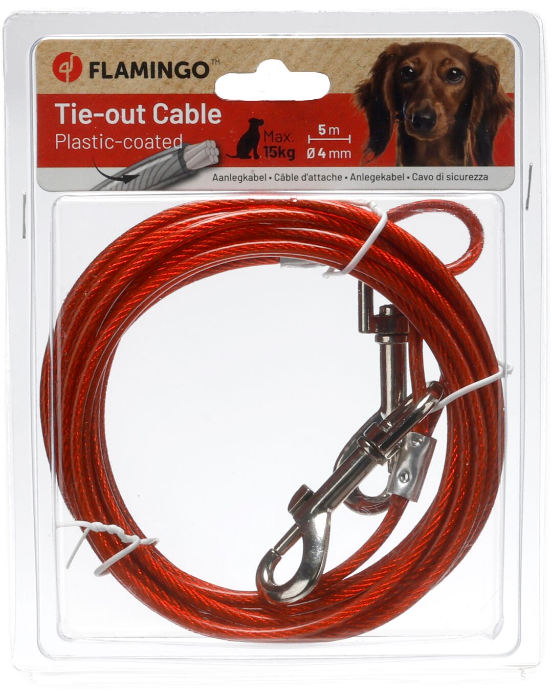 Flamingo Tie Out Cable 5m Max 15kg Red