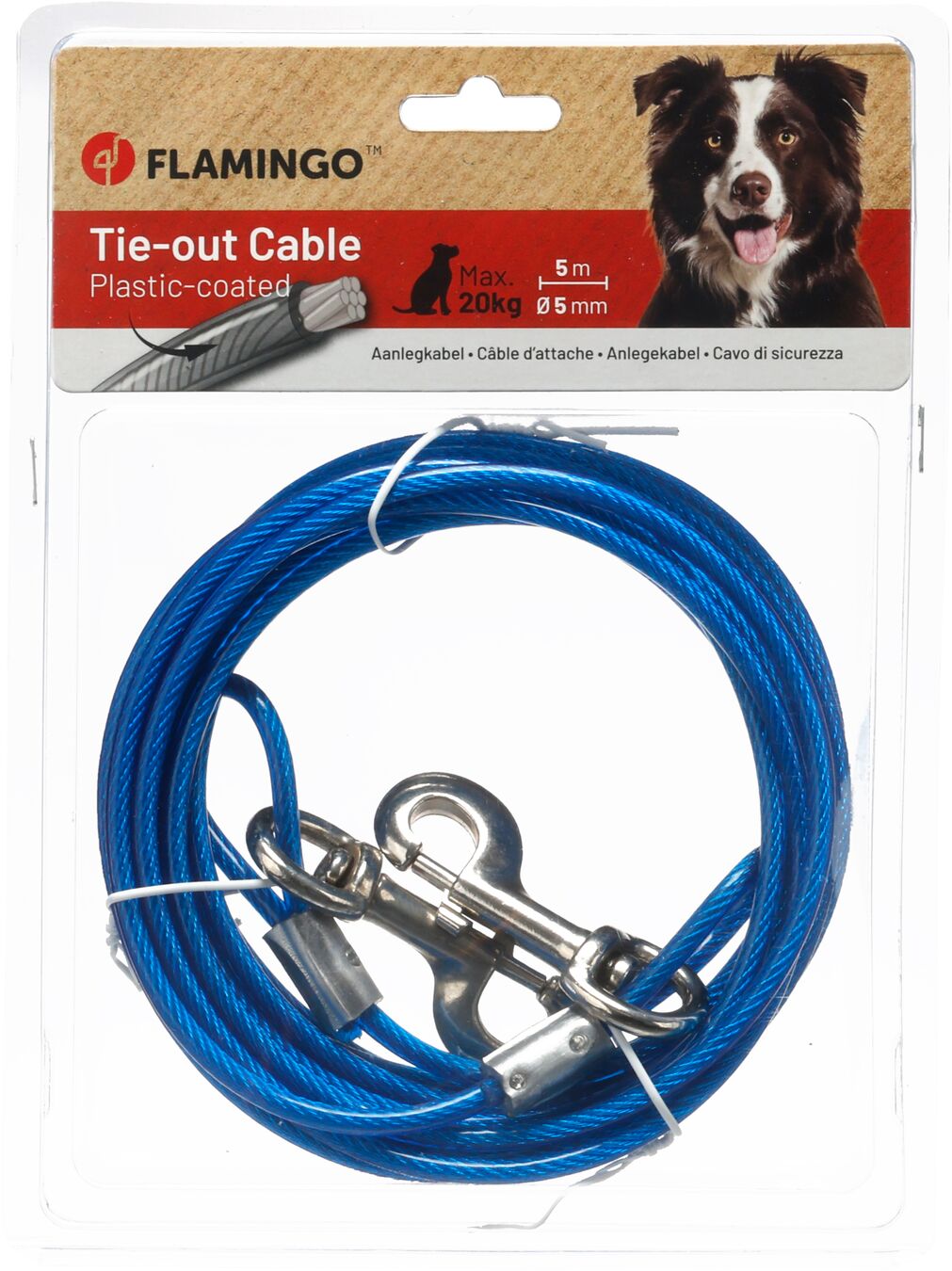 Flingo Tie Out Cable 5m Max 20kg Blue