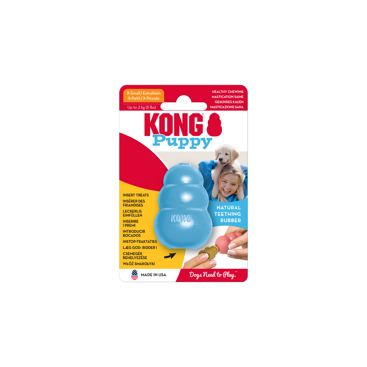KONG Puppy X-Small Blue/Pink, in packaging