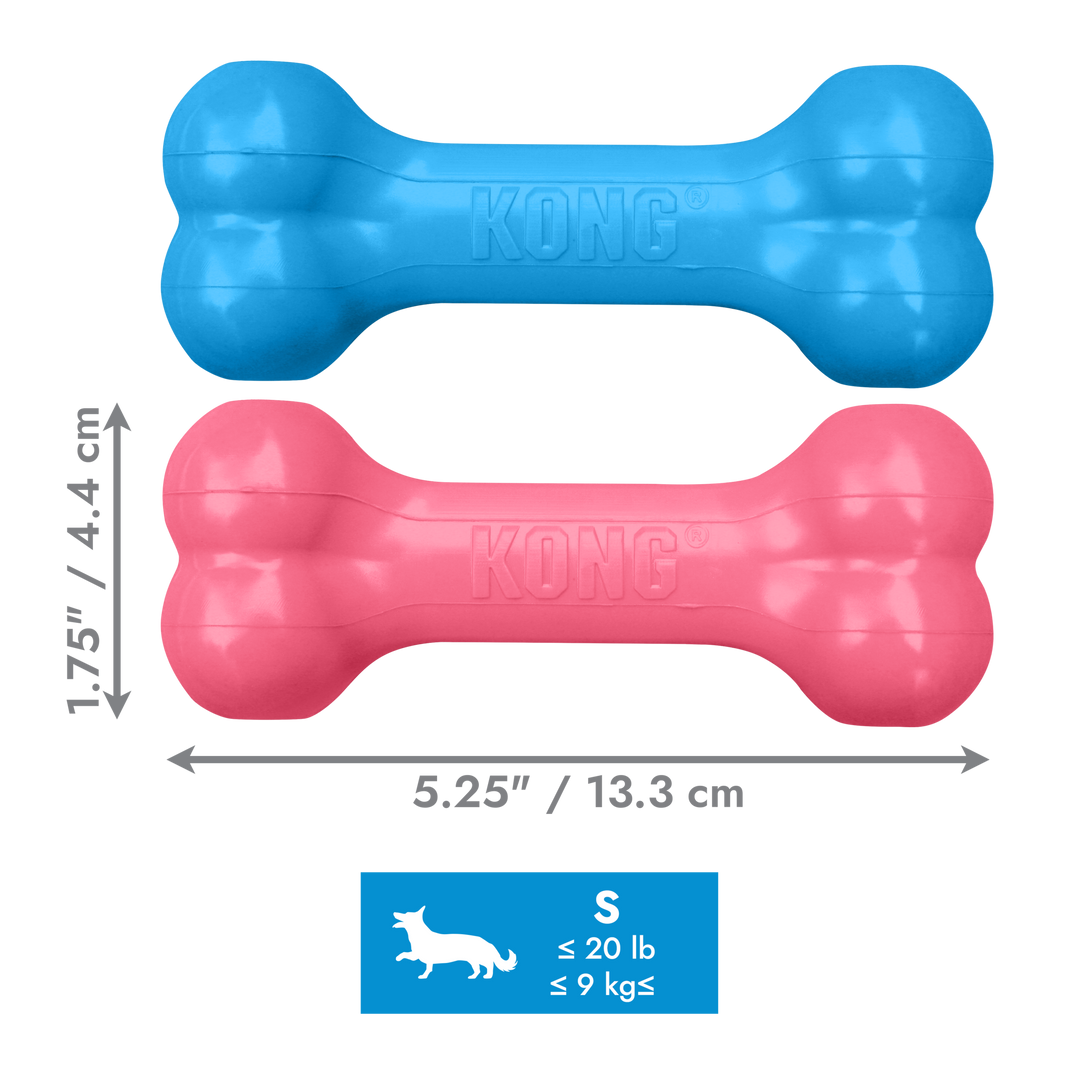 KONG Puppy Goodie Bone Small Pink/Blue Dog Chew Toy, dimensions