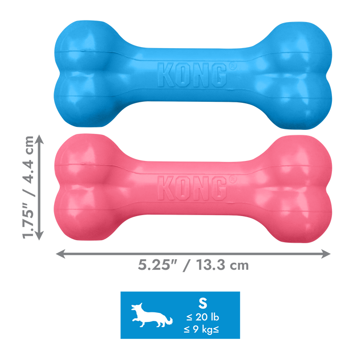 KONG Puppy Goodie Bone Small Pink/Blue Dog Chew Toy, dimensions