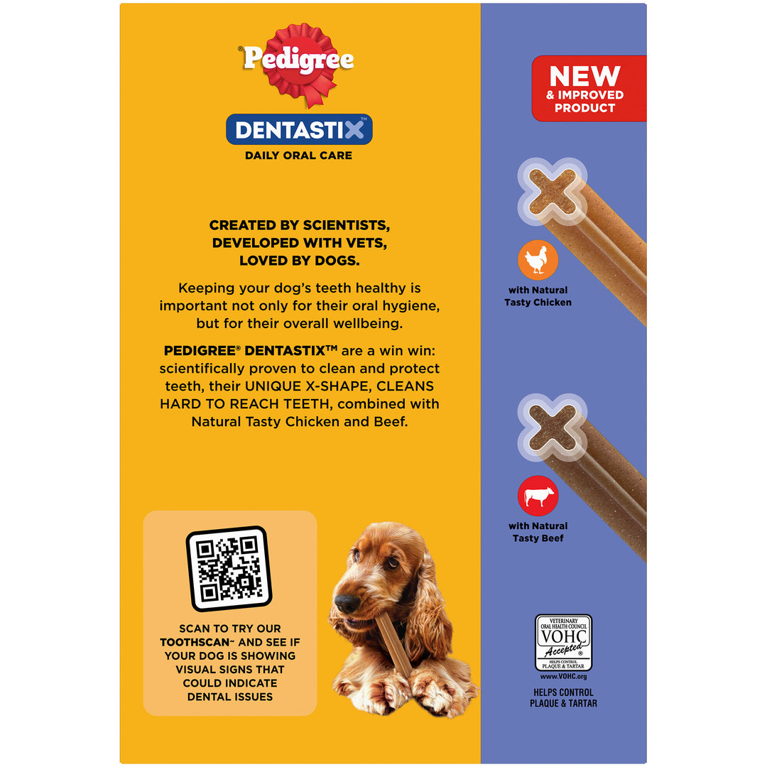 Pedigree Dentastix Medium Dog 28 Sticks, back of pack