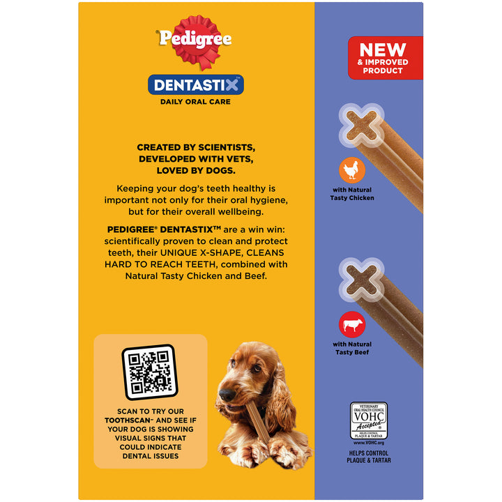 Pedigree Dentastix Medium Dog 28 Sticks, back of pack