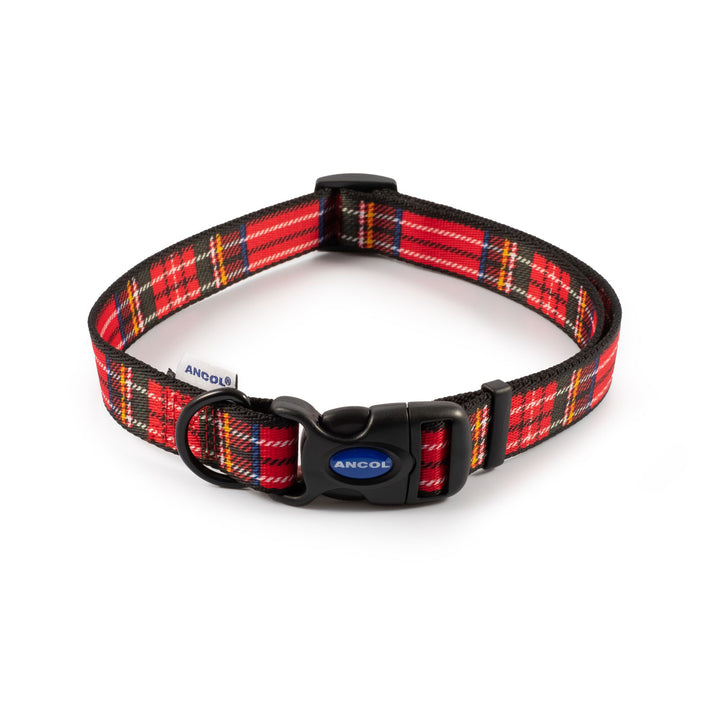 Ancol Soho Tartan Red Nylon Adjustable Collar Size 5-9