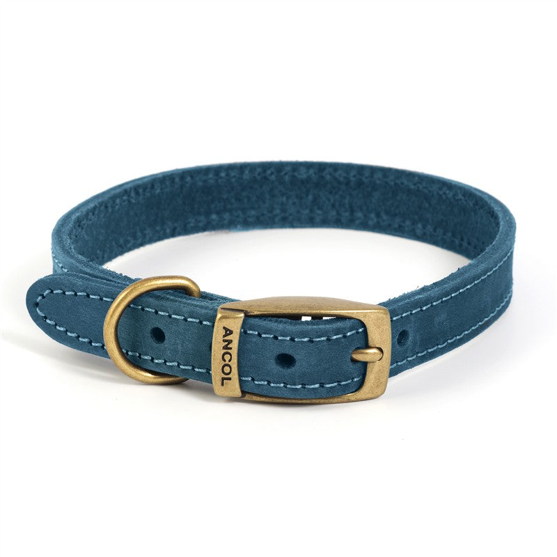 Ancol Timberwolf Leather Collar Blue 51cm Size 5 (Dog) 