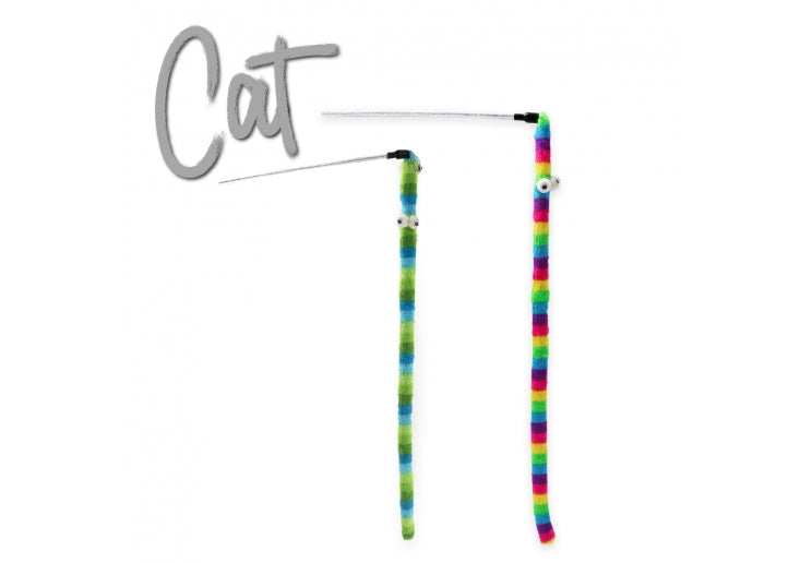 Ancol Wiggle Worm Cat Dangler Rainbow 109cm
