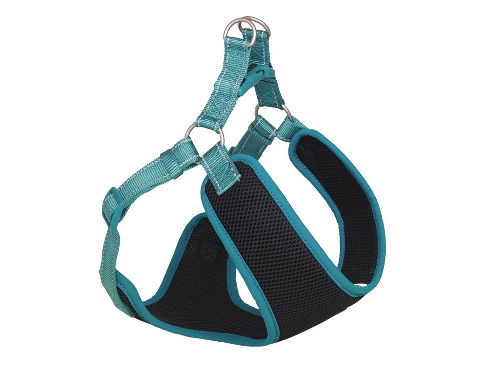 Nobby Harness Black Mesh Reflect turquoise l 33-41 cm + 37 cm w 10 mm