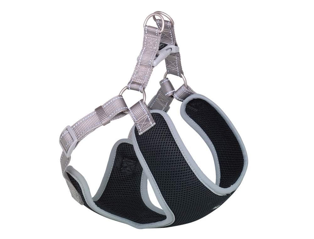 Nobby Harness Black Mesh Reflect grey l 41-46 cm + 42 cm w 10 mm