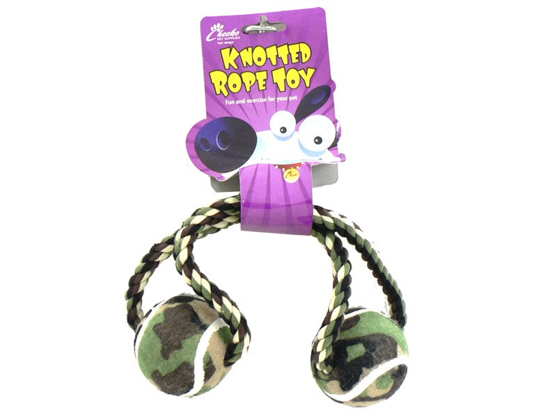 Cheeko Tennis Ball Rope Dumbell Reg 30cm Dog Chew Toy 