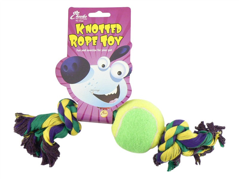 Cheeko Knotted Rope + Tennis Ball 30cm (Dog) 