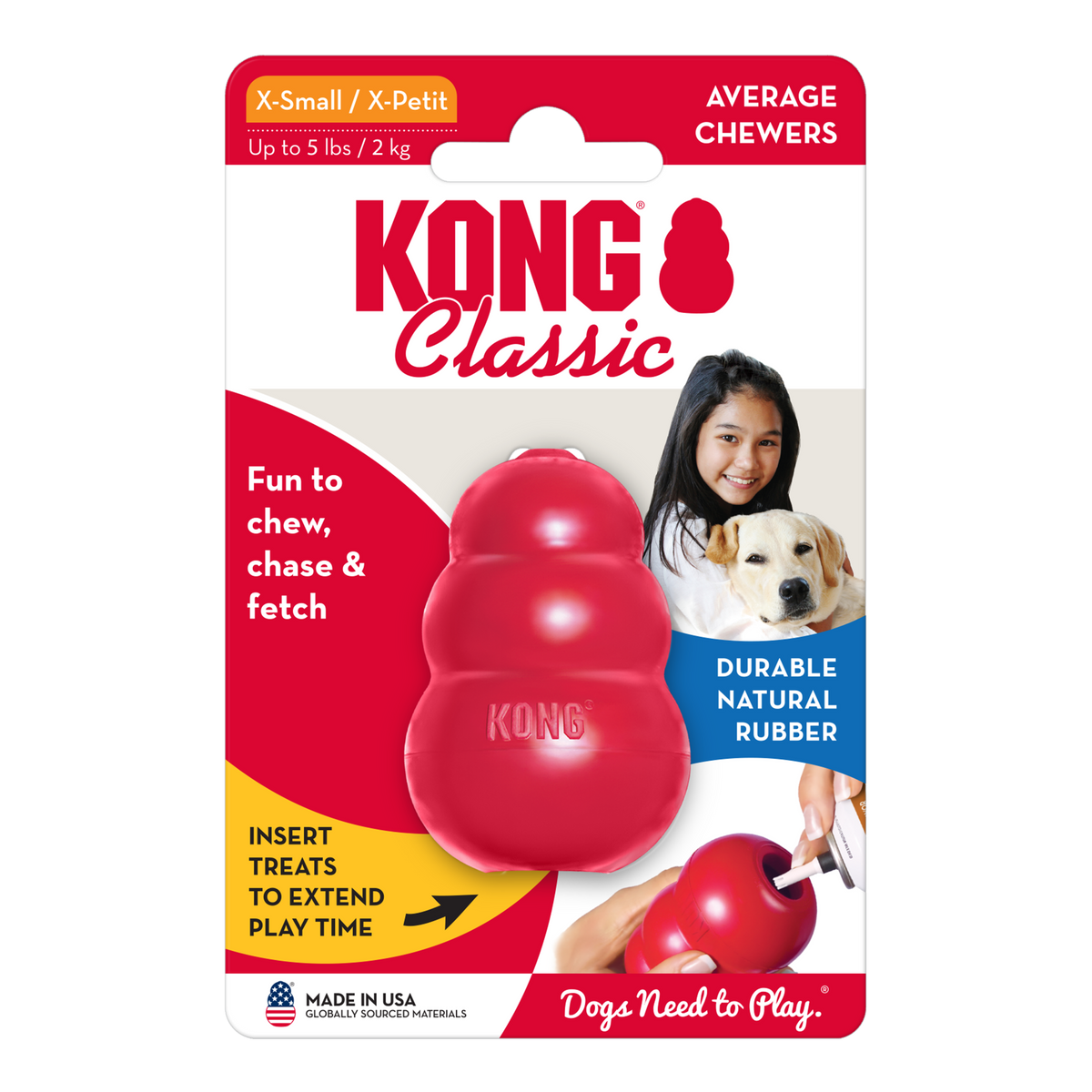 KONG Classic Toy Red X-Small, in packaging