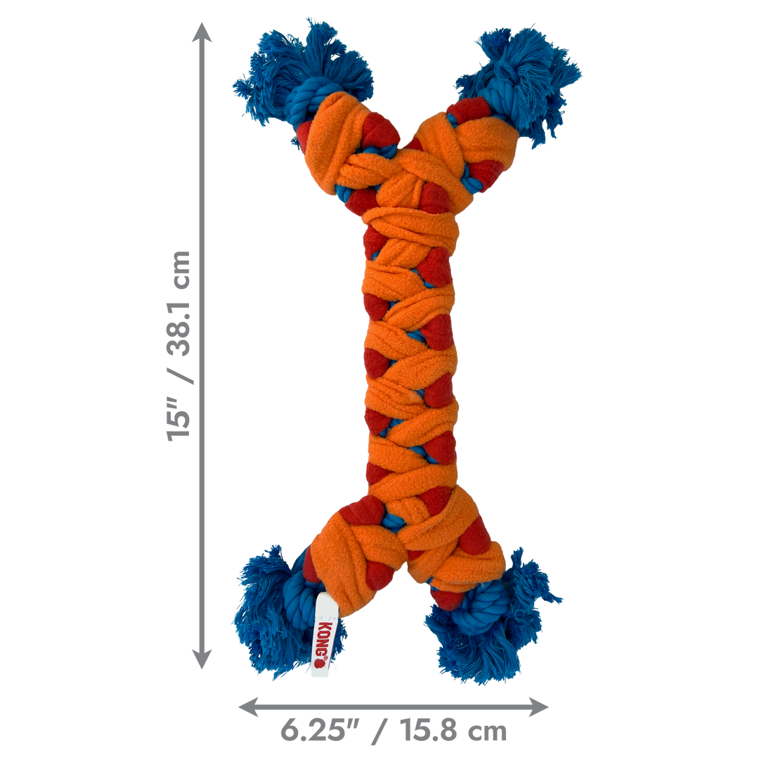 KONG Rope Rally Bone Medium Dog Chew Toy, dimensions